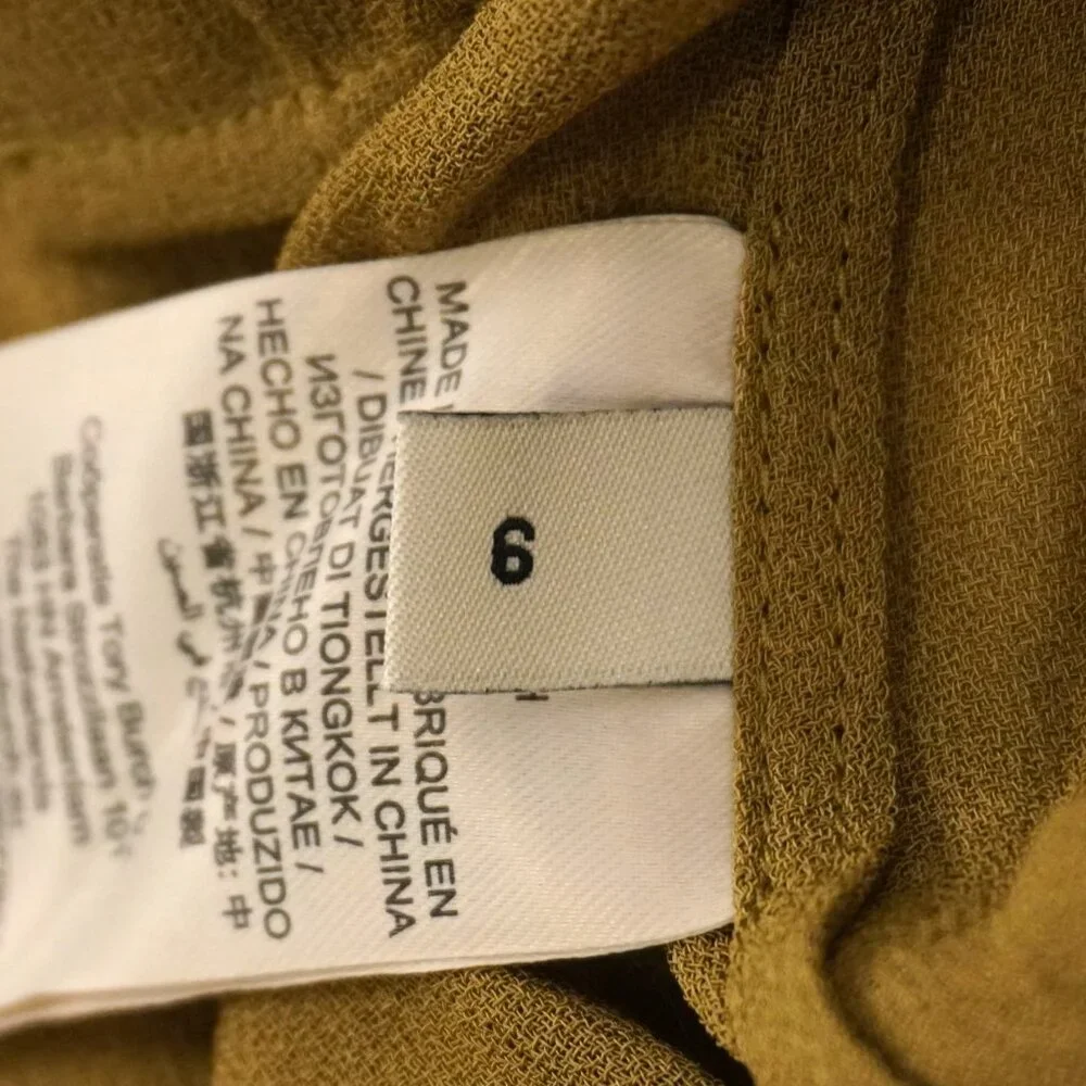 Tory Burch Cuffed Button Down Viscose Shirt in Ash Green - Women's Size 6 (NWT)